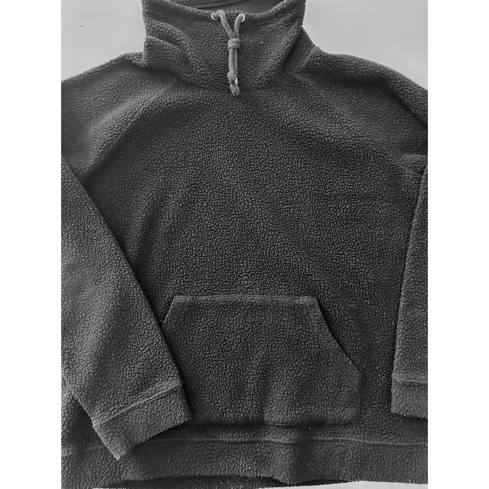 Michael Michael Kors Womens Black Sherpa Fleece Funnel Neck Pullover Large